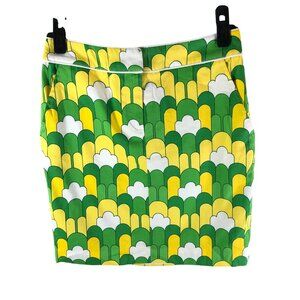 Elizabeth McKay Pencil Skirt Geometric Lined Pockets Colorful Green Yellow 2